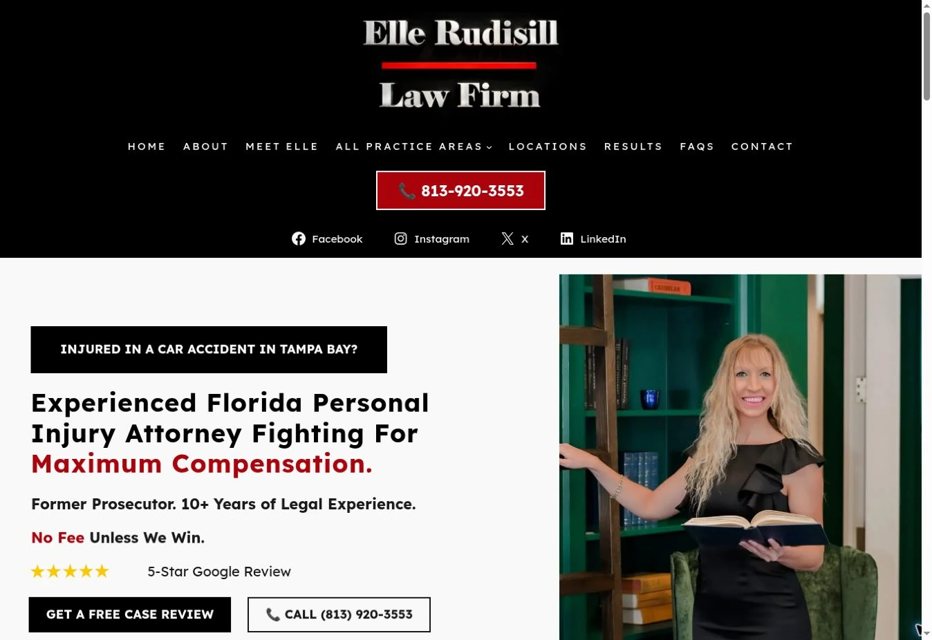 Archived desktop homepage of Elle Rudisill Law Firm.